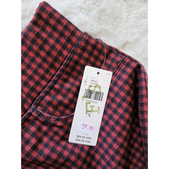 NWT Anthropologie Sanctuary Runway Plaid Check Leggings Red Black Size S - Picture 11 of 11